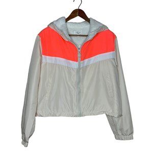Full Circle Trends Hooded Coat Retro Zip Up Soft Cream Neon Orange NWT Girls XL